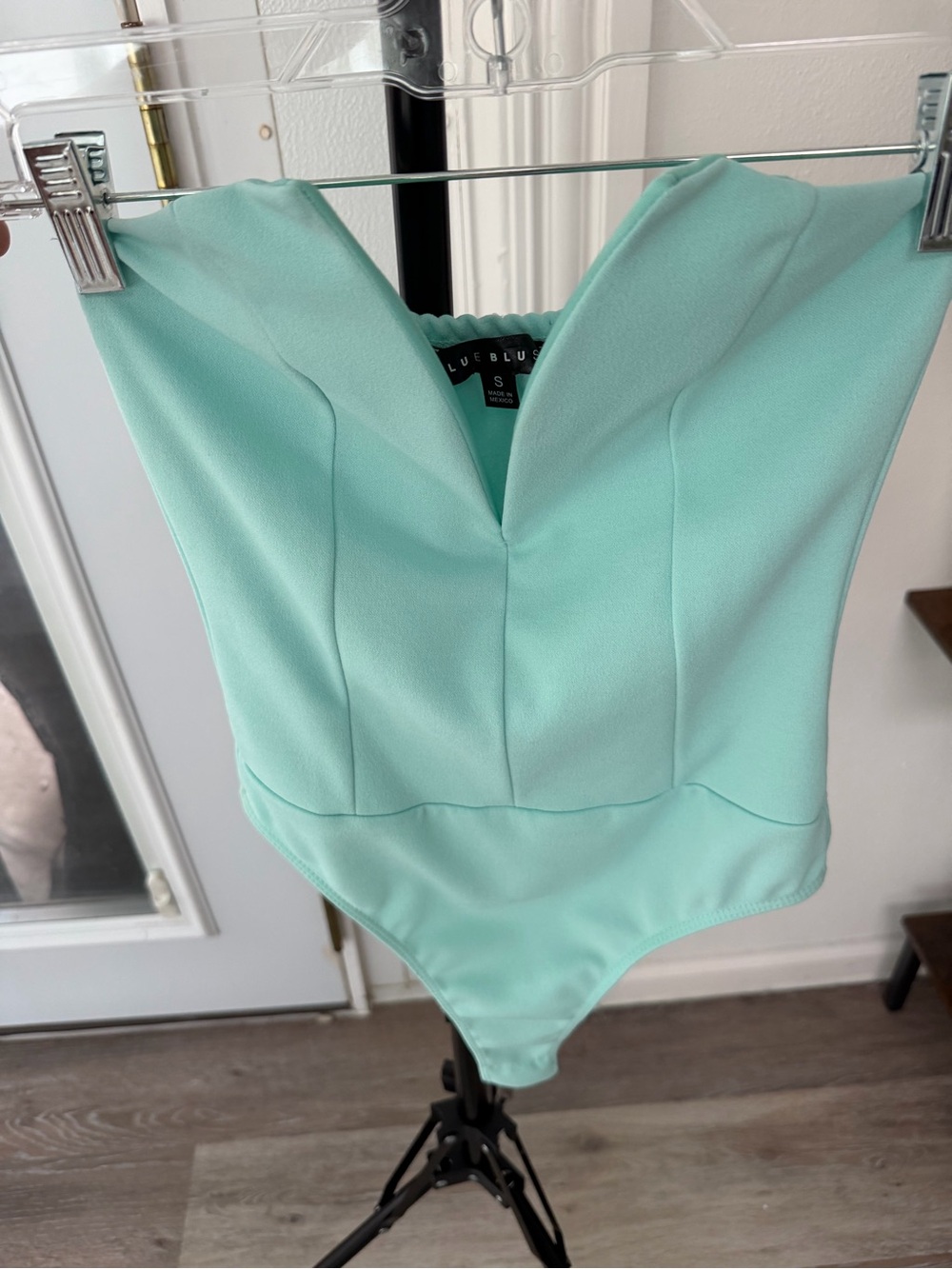 Blue Blush Mint Green Strapless V-Front Bodysuit